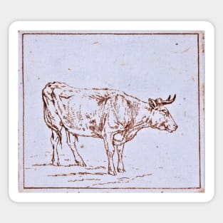 drawing of a grazing cow Sticker